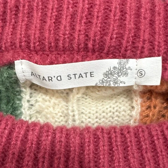 ALTER’D STATE Colorful Patchwork Women's Cozy Sweater Color Block Boho Size S - Picture 7 of 8